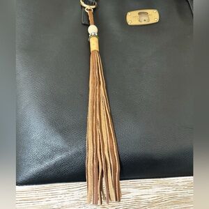 Handmade 12” long Leather Tassel Bag Charm – Boho Beads & Fringe